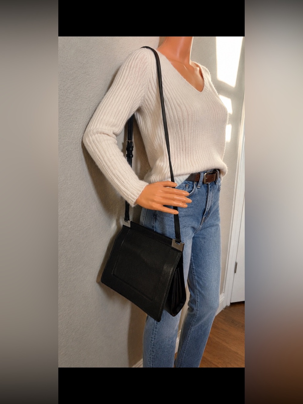 Calvin Klein Black Crossbody Bag Triple Compartment Adjustable Strap